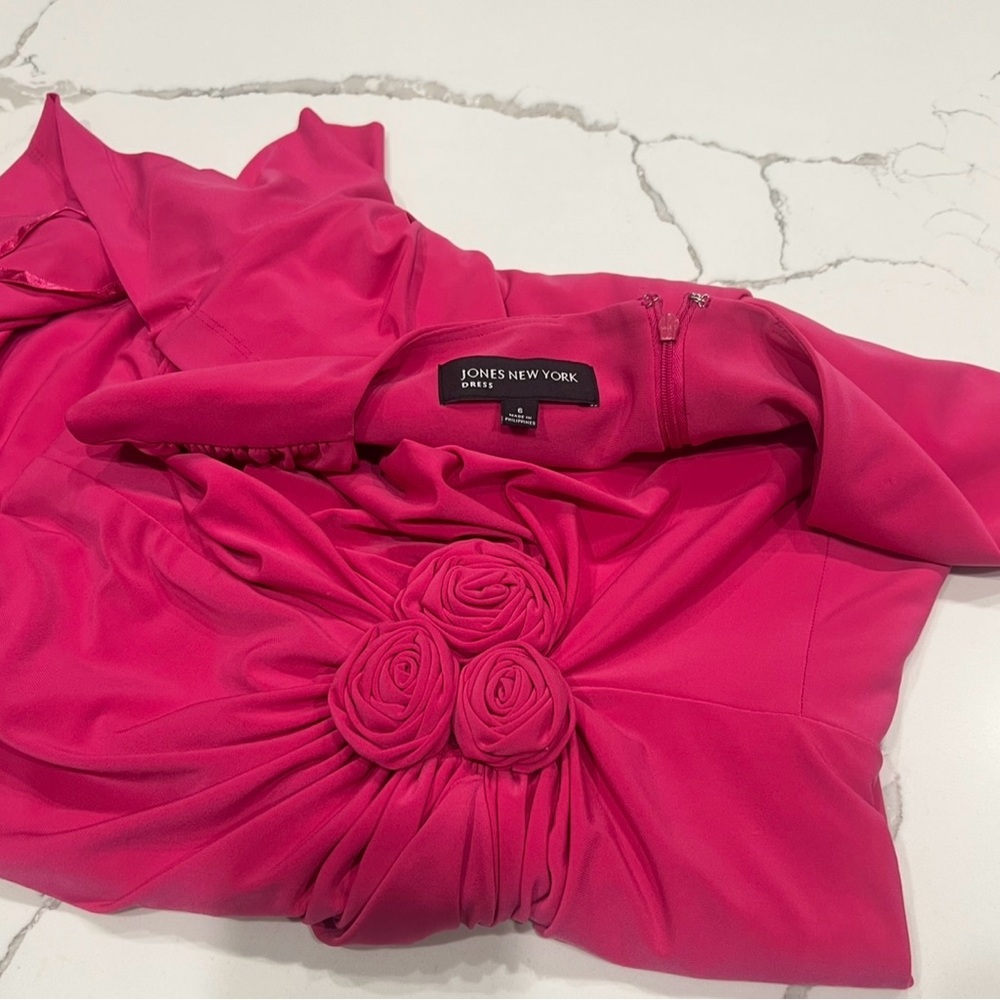 Jones New York Fuchsia Dress with Rosette Accents